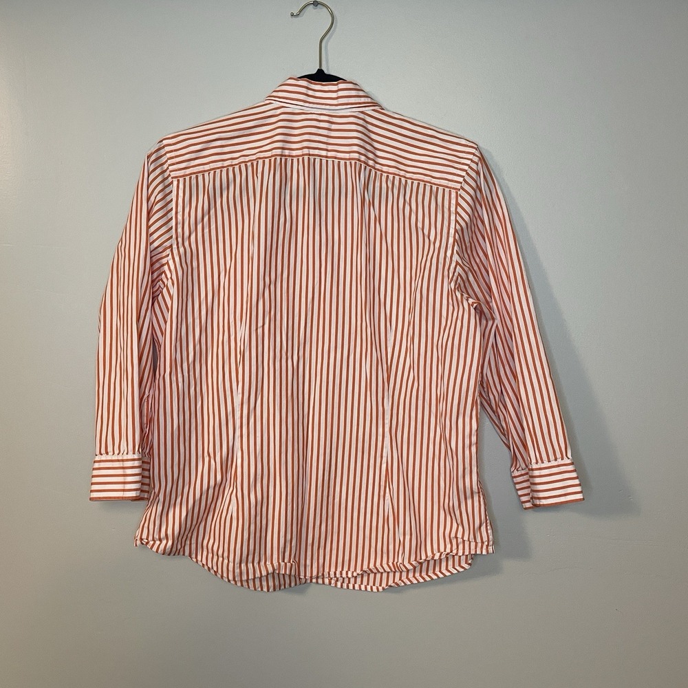 Lauren Ralph Lauren Orange & White Stripe Blouse with RLL Logo Size Large Petite - Picture 4 of 8